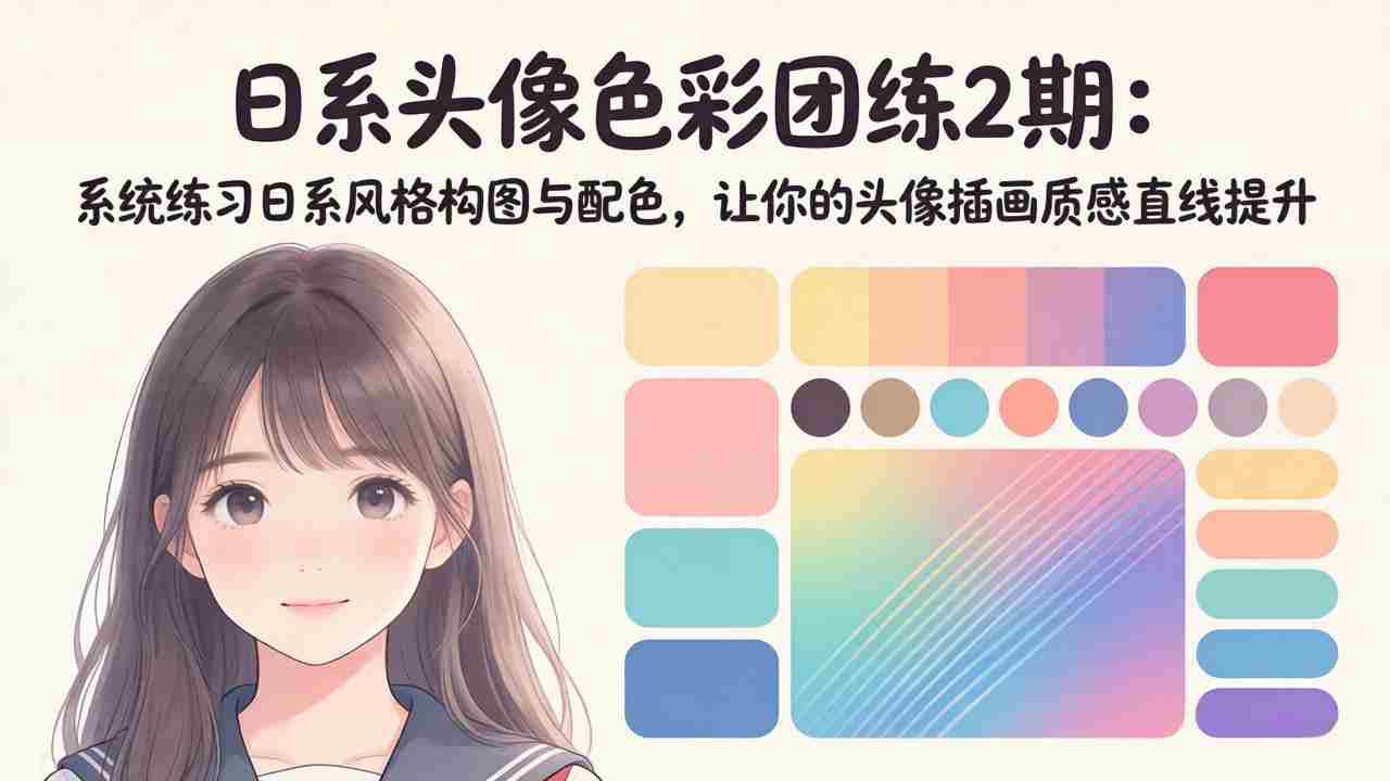 （18034期）日系头像色彩团练2期：系统练习日系风格构图与配色，让你的头像插画质感直线提升-副业部