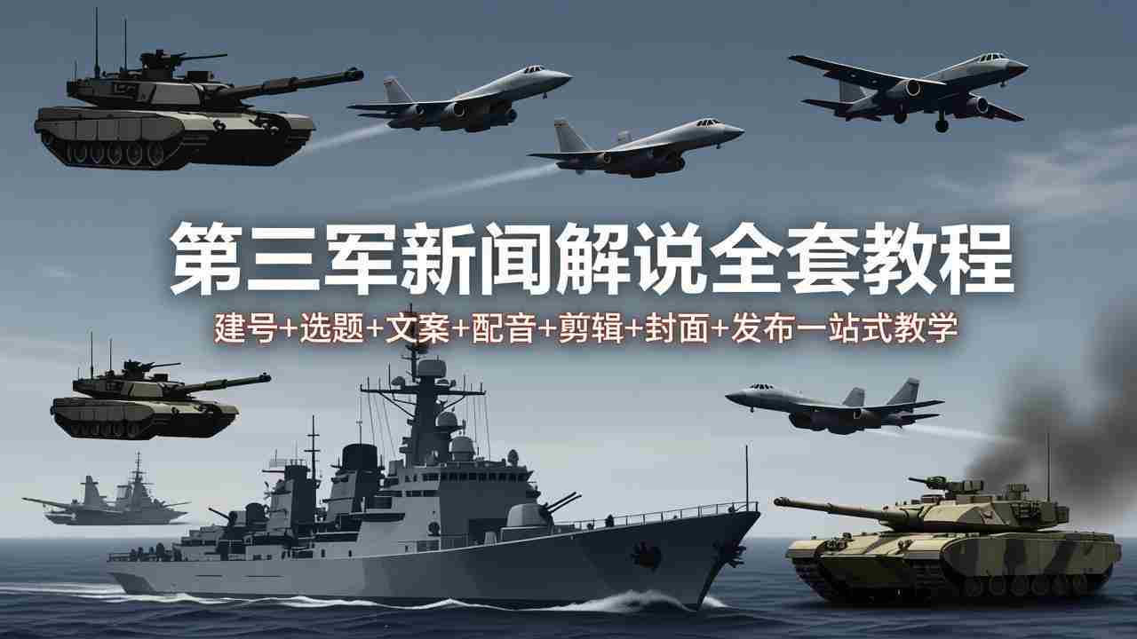 （18081期）第三军迷新闻解说全套教程：建号+选题+文案+配音+剪辑+封面+发布一站式教学-副业部