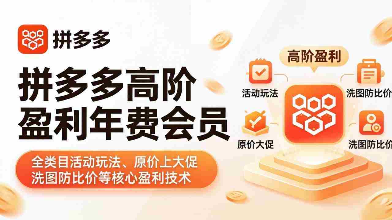 （17881期）拼多多高阶盈利年费会员(更新4月)：全类目活动玩法、原价上大促、洗图防比价等核心盈利技术-副业部