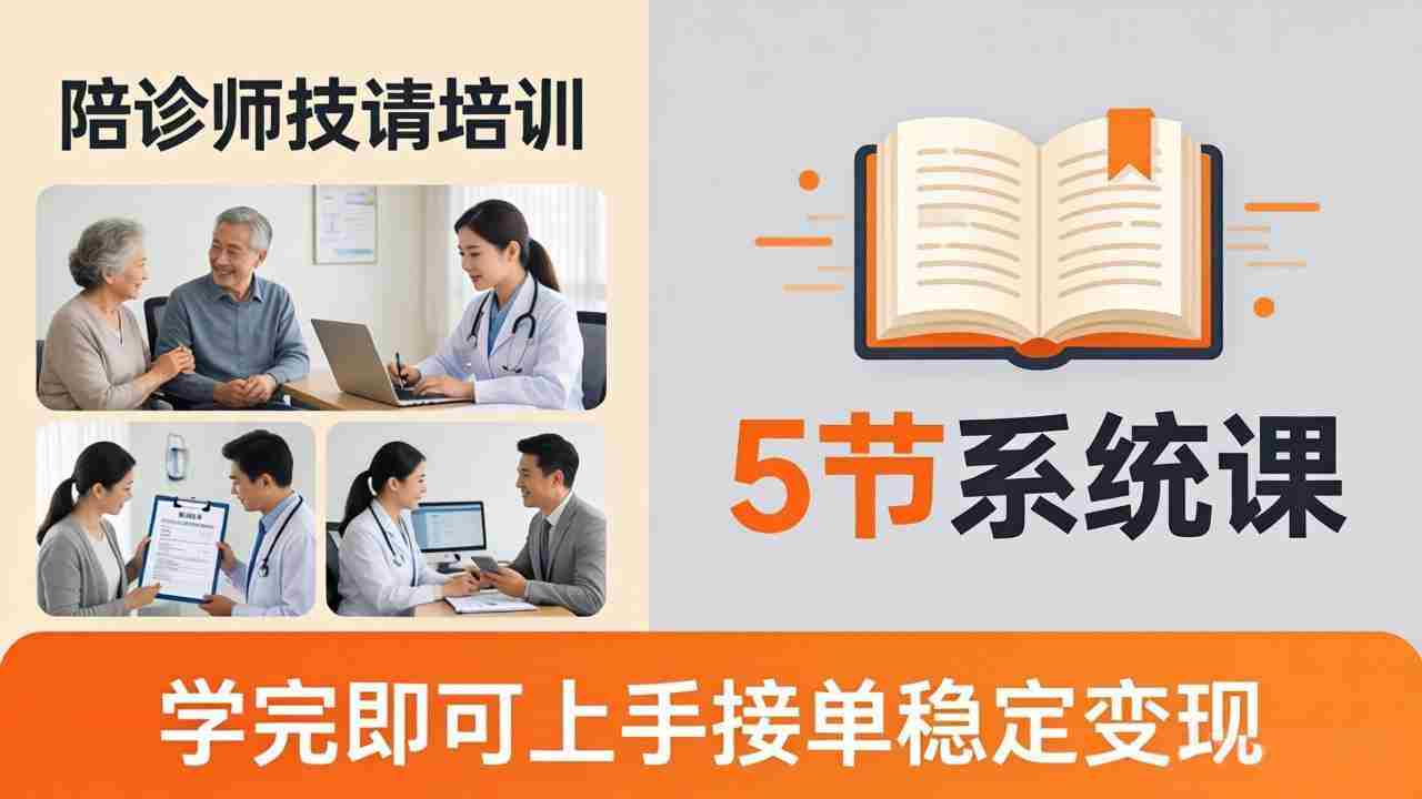 （18116期）想做陪诊师不知从何下手？5节系统课教你掌握核心技能，学完即可上手接单稳定变现-副业部
