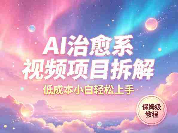 AI治愈系视频项目拆解,低成本小白轻松上手,保姆级教程