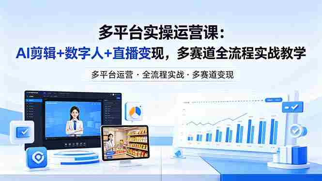 （18257期）某团队多平台实操运营课-更新26年4月29：AI剪辑+数字人+直播变现，多赛道全流程实战教学-副业部