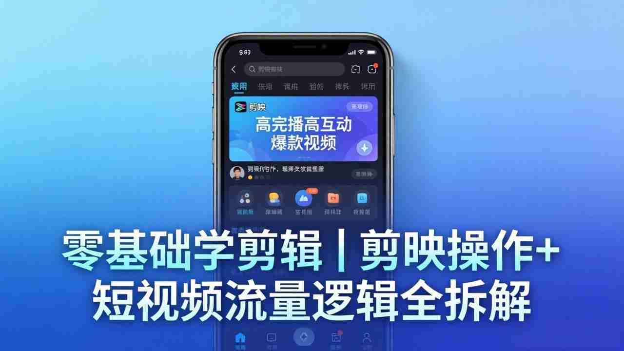 （18117期） 【零基础学剪辑】剪映操作+短视频流量逻辑全拆解｜手把手教你剪出高完播高互动爆款视频-副业部