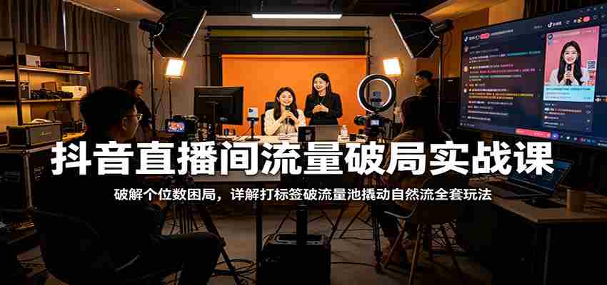 抖音直播间流量破局实战课:破解个位数困局,详解打标签破流量池撬动自然流全套玩法-副业部