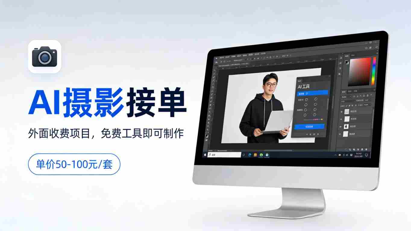 外面收费项目,AI摄影接单,免费工具就可以做,单价50-100一套