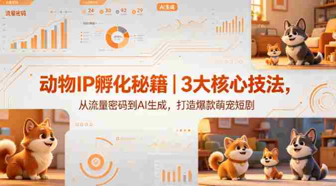 动物IP孵化秘籍｜3大核心技法，从流量密码到AI生成，打造爆款萌宠短剧-副业部