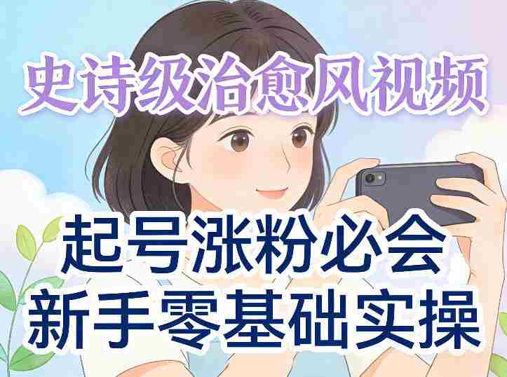 史诗级治愈风视频爆了，起号涨粉必会，新手零基础实操（实操+变现全讲解）-副业部
