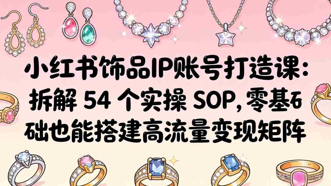 （18101期）小红书饰品IP账号打造课：拆解 54 个实操 SOP，零基础也能搭建高流量变现矩阵-副业部