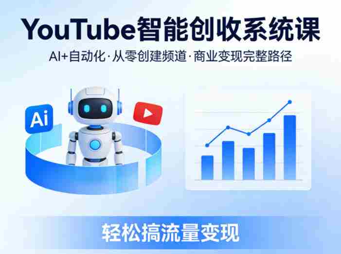 YouTube智能创收系统课，AI+自动化，从零创建YouTube频道并实现商业变现的完整路径，轻松搞流量变现-副业部