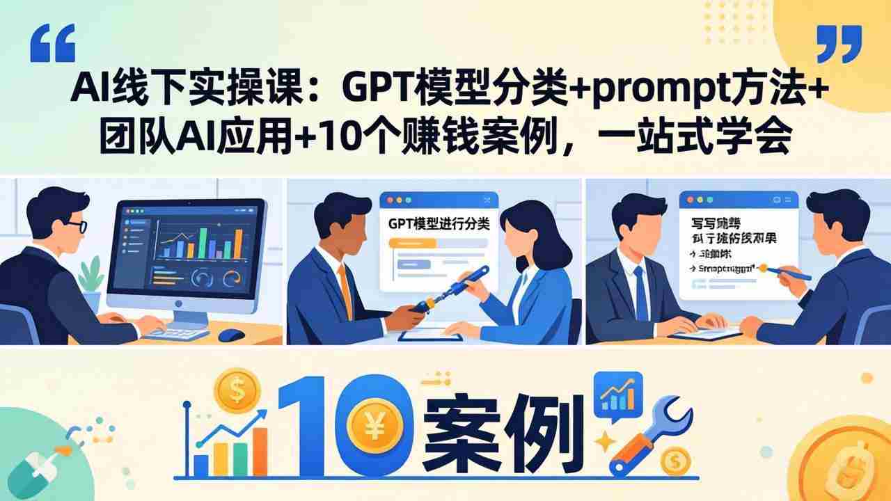 （18017期）AI线下实操课：GPT模型分类+prompt方法+团队AI应用+10个赚钱案例，一站式学会-副业部