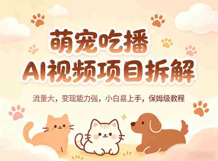萌宠吃播AI视频项目拆解,流量大,变现能力强,小白易上手,保姆级教程