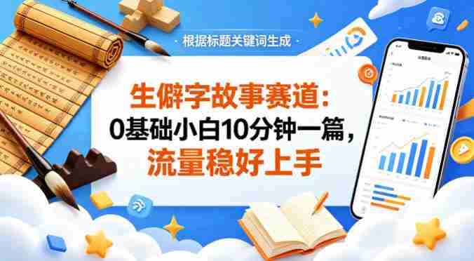 公众号流量主——生僻字故事赛道，流量稳，好上手，0基础小白也能10分钟一篇-副业部