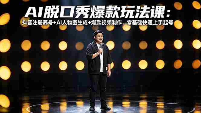 （18012期）AI脱口秀爆款玩法课：抖音注册养号+AI人物图生成+爆款视频制作，零基础快速上手起号-副业部