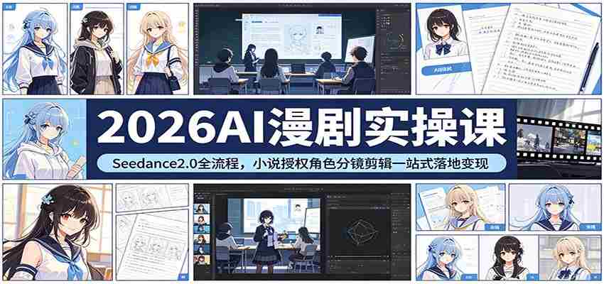 2026AI漫剧实操课:Seedance2.0全流程,小说授权角色分镜剪辑一站式落地变现-副业部
