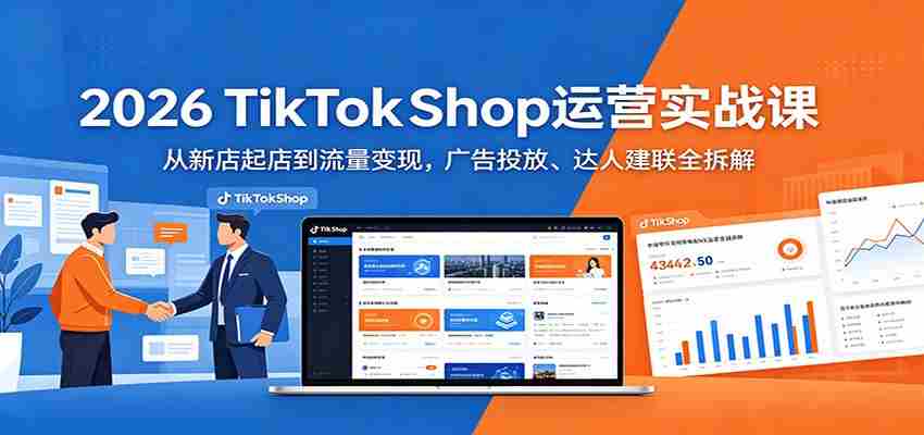 2026 TikTokShop运营实战课：从新店起店到流量变现，广告投放、达人建联全拆解-副业部