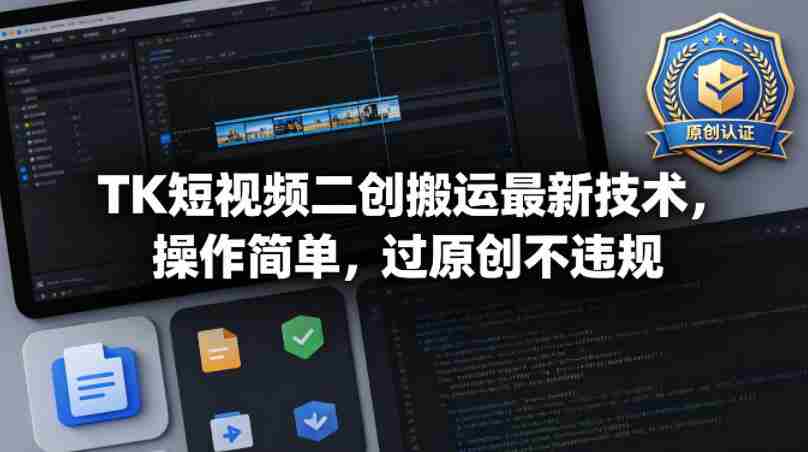 TK短视频二创搬运最新技术，操作简单，过原创不违规-副业部