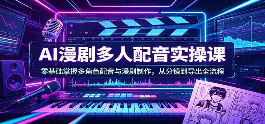 AI漫剧多人配音实操课：零基础掌握多角色配音与漫剧制作，从分镜到导出全流程-副业部