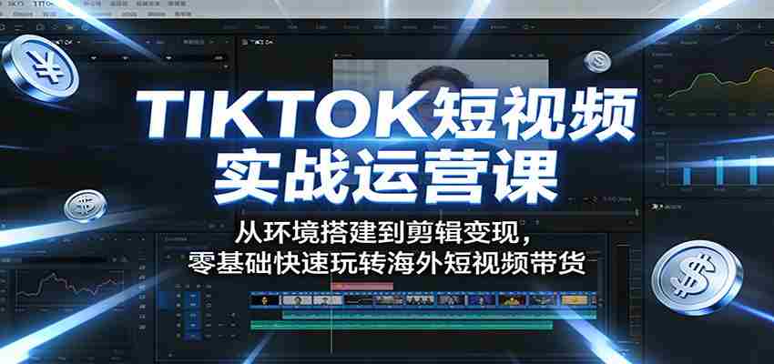 TIKTOK短视频实战运营课:从环境搭建到剪辑变现,零基础快速玩转海外短视频带货-副业部