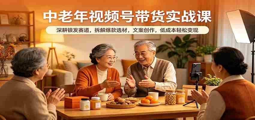 中老年视频号带货实战课：深耕银发赛道，拆解爆款选材，文案创作，低成本轻松变现-副业部