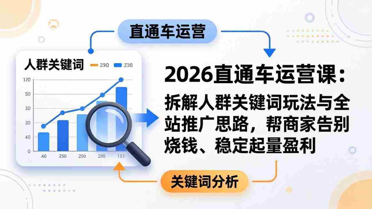 （17898期）2026直通车运营课：拆解人群关键词玩法与全站推广思路，帮商家告别烧钱、稳定起量盈利-副业部