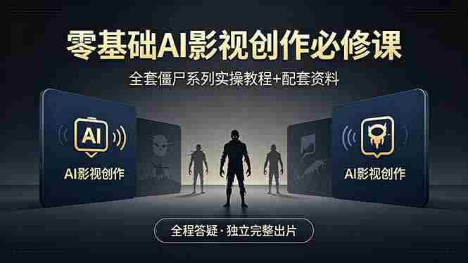 （18185期）零基础AI影视创作必修课，全套僵尸系列实操教程加配套资料，全程答疑带你独立完整出片-副业部