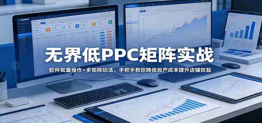 无界低PPC矩阵实战:软件批量操作+多矩阵玩法,手把手教你降低投产成本提升店铺效益-副业部