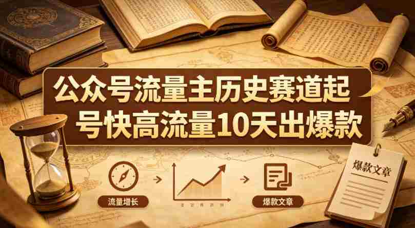 公众号流量主之历史赛道，起号快+高流量，10天就能出爆款！-副业部