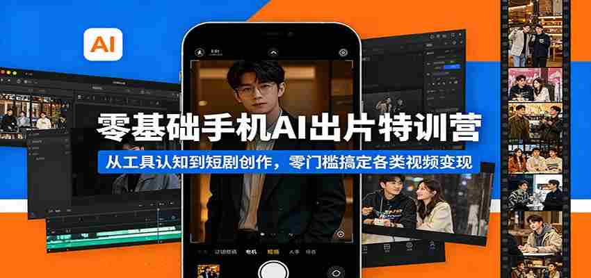 零基础手机AI出片特训营:从工具认知到短剧创作,零门槛搞定各类视频变现-副业部