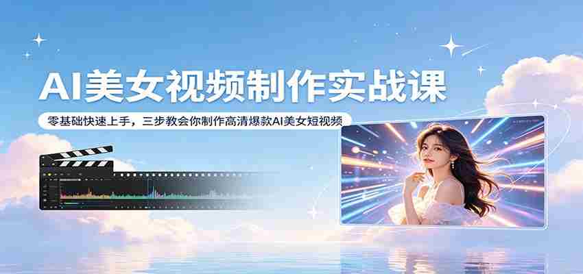 AI美女视频制作实战课：零基础快速上手，三步教会你制作高清爆款AI美女短视频-副业部