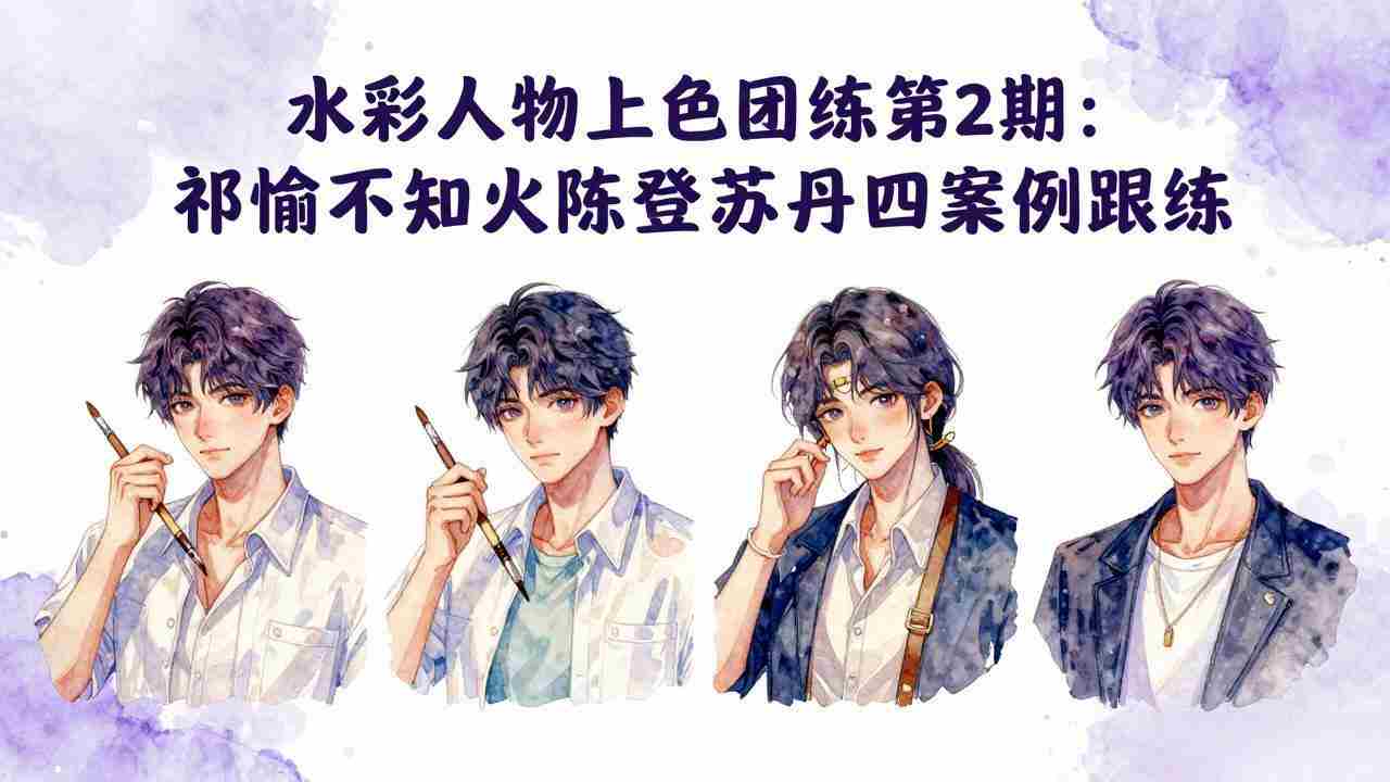 （17954期）水彩人物上色团练第2期：祁煜不知火陈登苏丹四案例跟练，手把手提升绘画能力-副业部