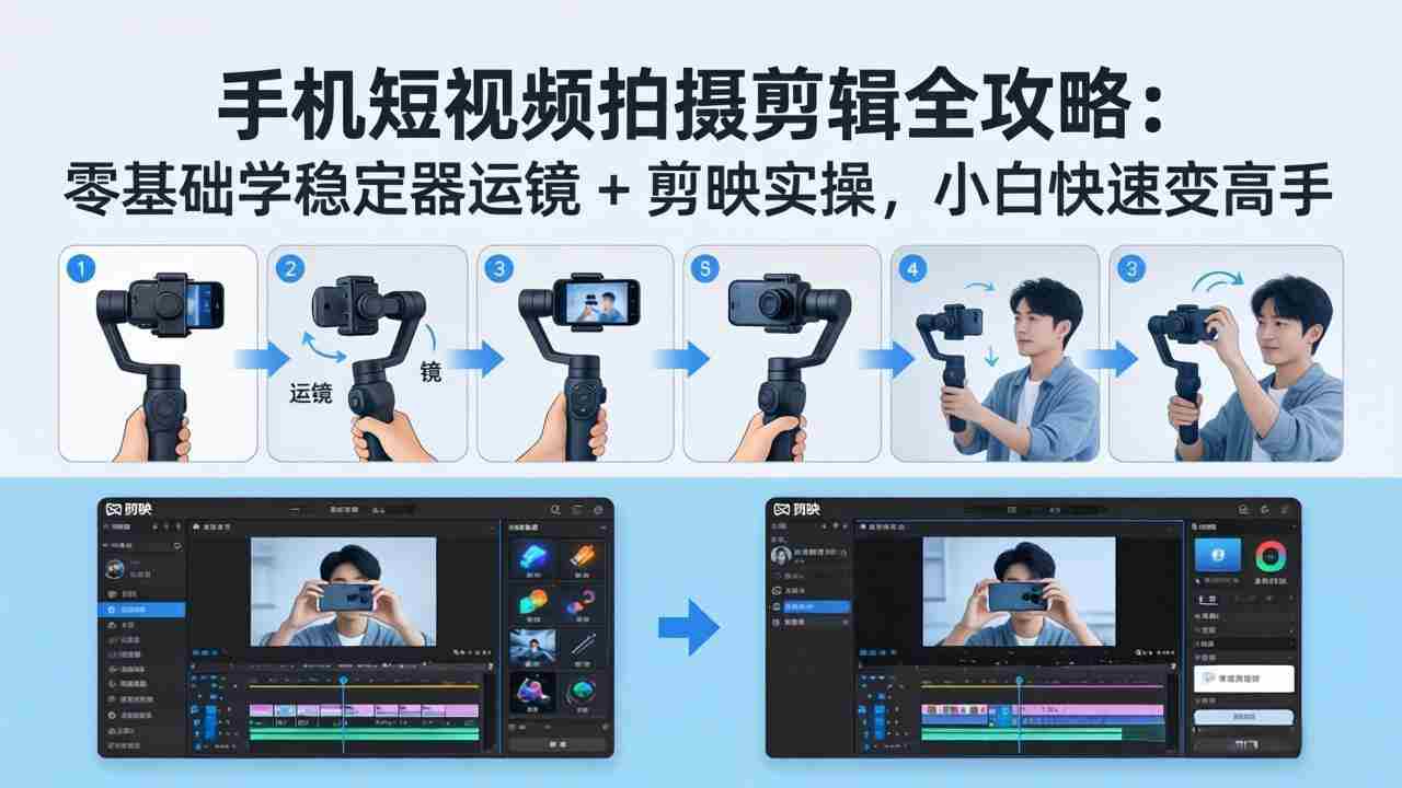 （18003期）手机短视频拍摄剪辑全攻略：零基础学稳定器运镜 + 剪映实操，小白快速变高手-副业部