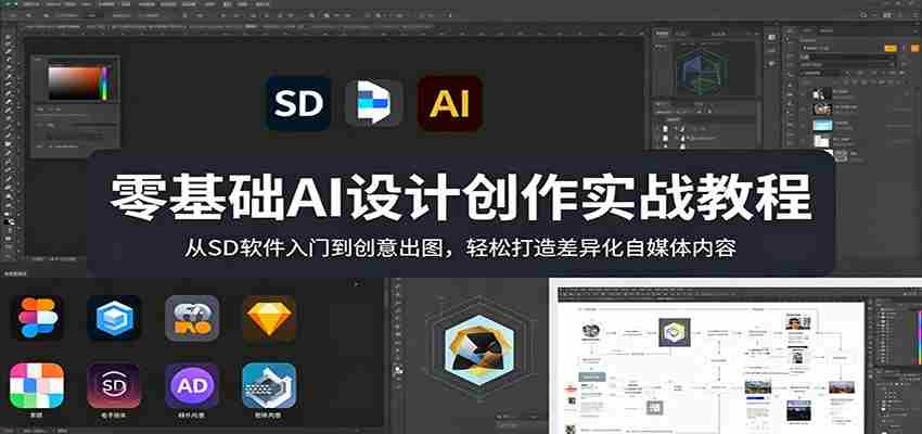 零基础AI设计创作实战教程:从SD软件入门到创意出图,轻松打造差异化自媒体内容-副业部