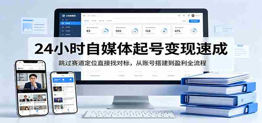 24小时自媒体起号变现速成,跳过赛道定位直接找对标,从账号搭建到盈利全流程-副业部
