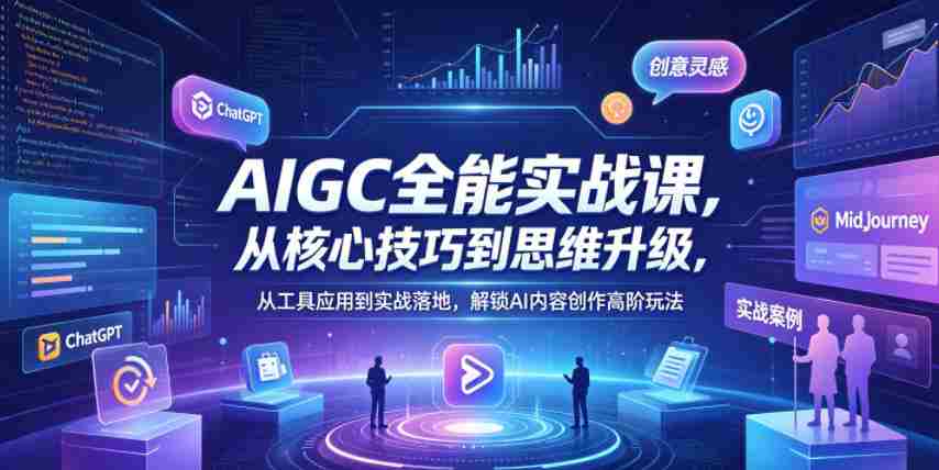AIGC全能实战课，从核心技巧到思维升级，从工具应用到实战落地，解锁AI内容创作高阶玩法-副业部