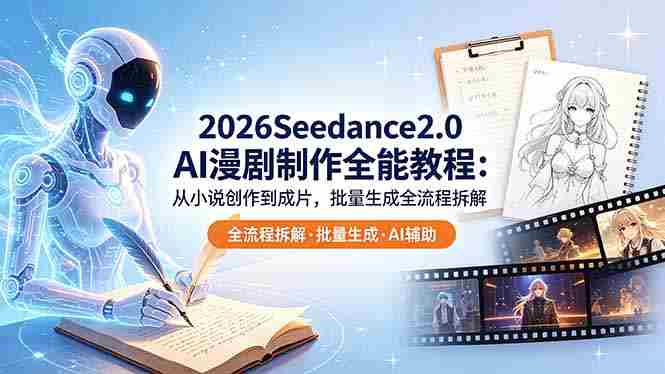 （18537期）2026Seedance2.0 AI制作全能教程：从小说创作到成片，批量生成全流程拆解-副业部