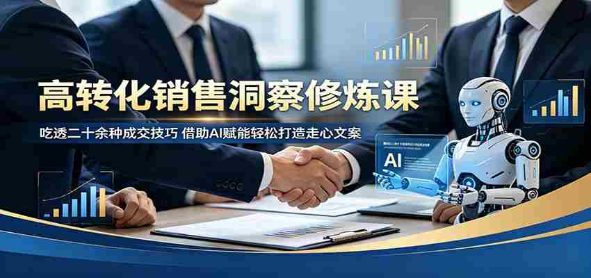 高转化销售洞察修炼课：吃透二十余种成交技巧，借助AI赋能轻松打造走心文案-副业部