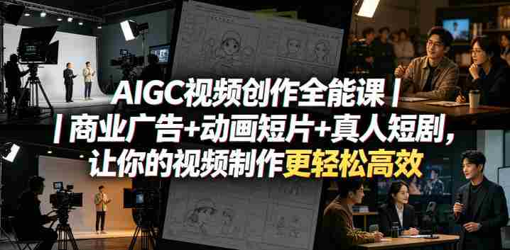 AIGC视频创作全能课｜商业广告+动画短片+真人短剧，让你的视频制作更轻松高效-副业部
