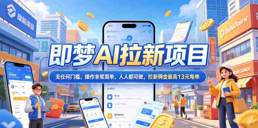 2026年即梦AI拉新项目最新玩法，无任何门槛，操作非常简单，人人都可做，拉新佣金最高13元每单-副业部