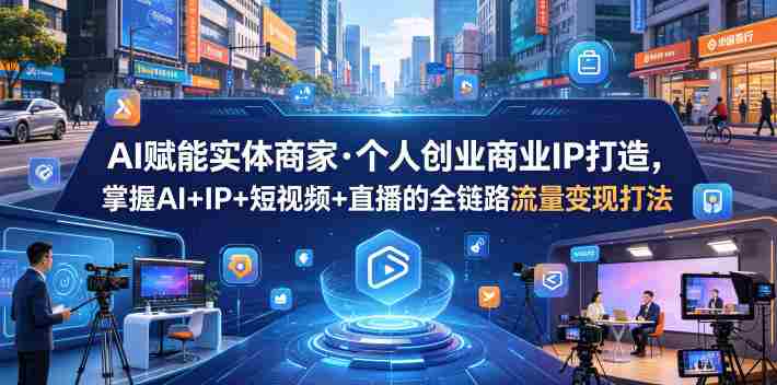 AI赋能实体商家·个人创业商业IP打造，掌握AI+IP+短视频+直播的全链路流量变现打法-副业部