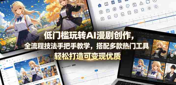 低门槛玩转AI漫剧创作，全流程技法手把手教学，搭配多款热门工具，轻松打造可变现优质作品-副业部