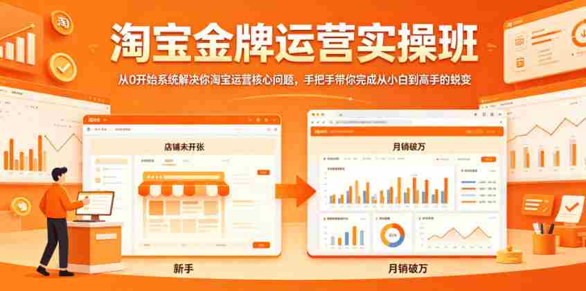 淘宝金牌运营实操班，从0开始系统解决你淘宝运营核心问题，手把手带你完成从小白到高手的蜕变-副业部