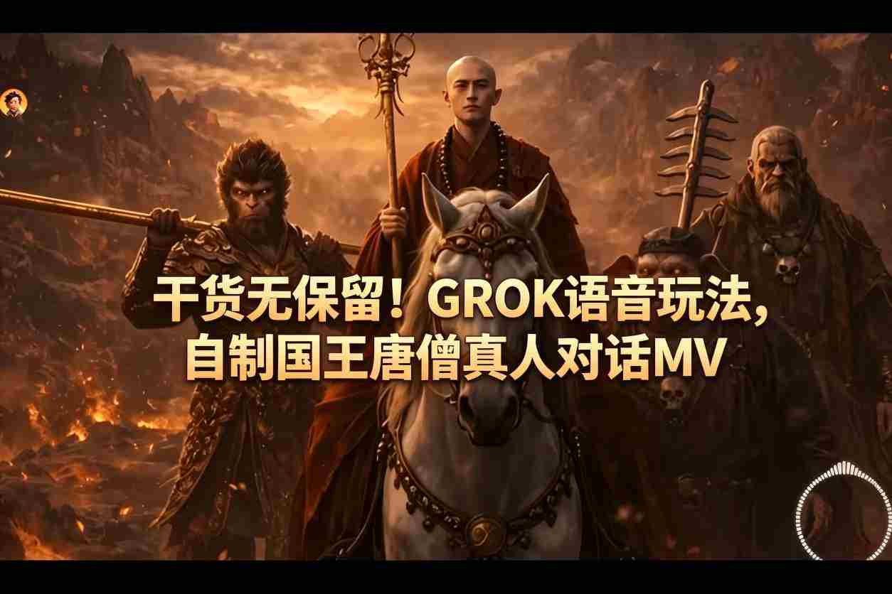干货无保留！GROK语音玩法，自制国王唐僧真人对话MV-副业部
