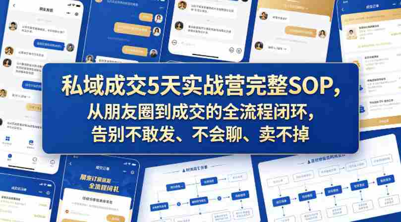 私域成交5天实战营完整SOP，从朋友圈到成交的全流程闭环，告别不敢发、不会聊、卖不掉-副业部