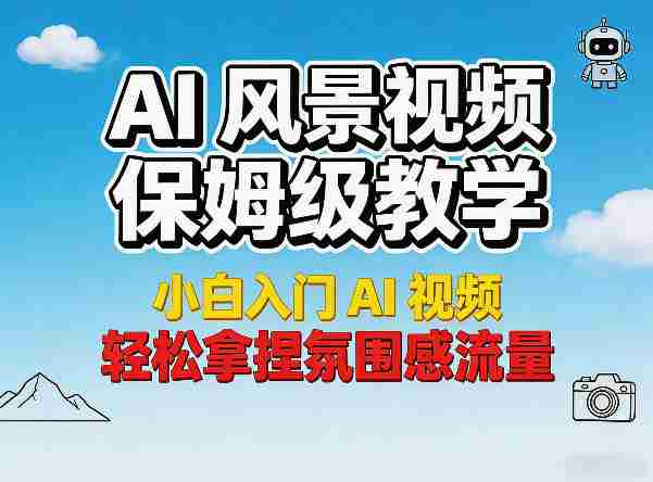 AI风景视频保姆级教学，小白入门AI视频，轻松拿捏氛围感流量-副业部