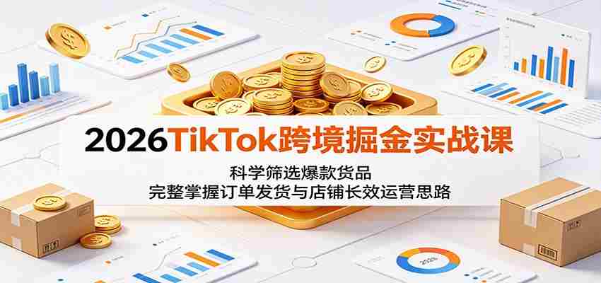 2026TikTok跨境掘金实战课:科学筛选爆款货品,完整掌握订单发货与店铺长效运营思路-副业部