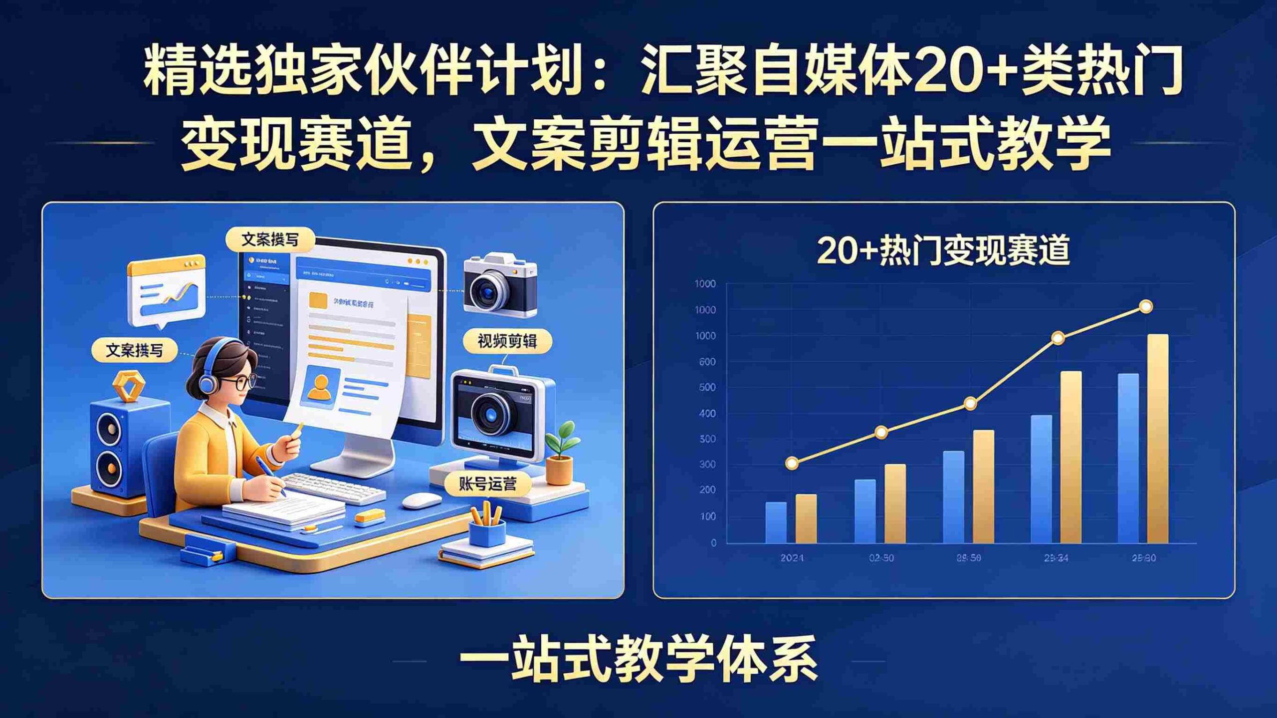 （18478期）精选独家伙伴计划：汇聚自媒体20+类热门变现赛道，文案剪辑运营一站式教学-副业部