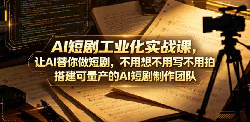 AI短剧工业化实战课，让AI替你做短剧，不用想不用写不用拍，搭建可量产的AI短剧制作团队-副业部