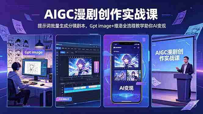 （18482期）AIGC漫剧创作实战课-更新5月16，提示词批量生成分镜剧本，Gpt image+维洛全流程教学助你AI变现-副业部