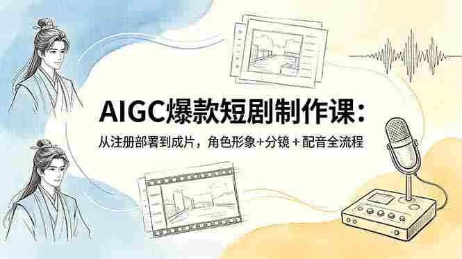 （18676期）AIGC爆款短剧制作课：从注册部署到成片，角色形象+分镜+配音全流程