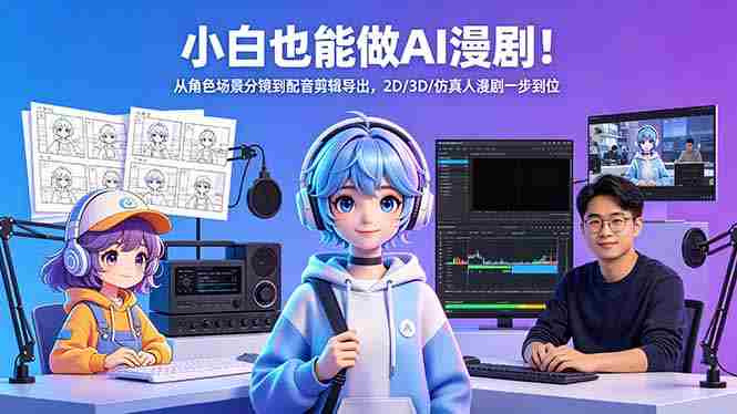 （18343期）小白也能做AI漫剧！从角色场景分镜到配音剪辑导出，2D/3D/仿真人漫剧一步到位-副业部